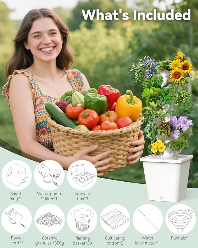 SJZX Hydroponic System Kit + Extra Water Pump Get a Replacement Pump Now