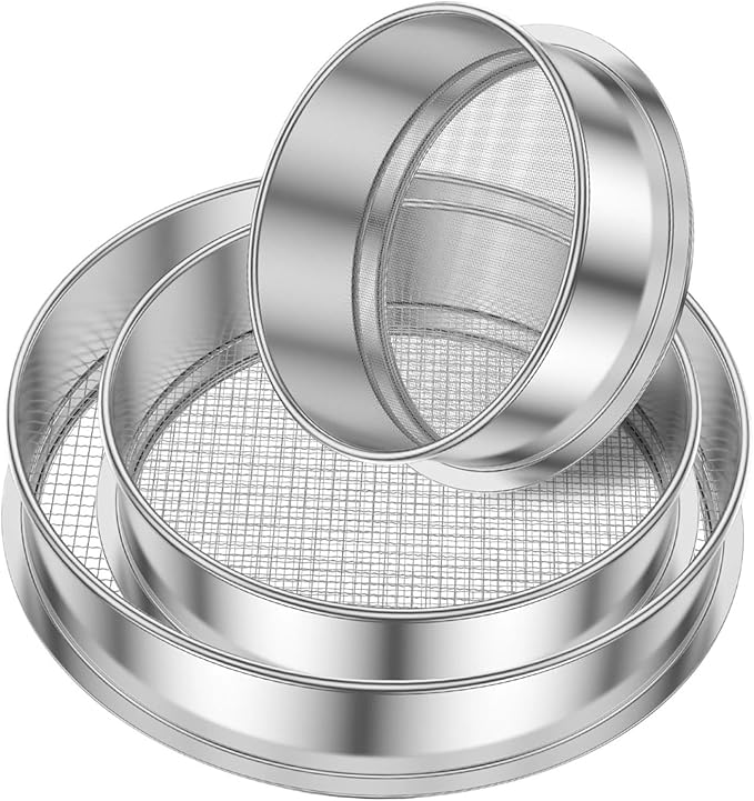Stainless Steel Soil Sieve 3 Pcs Soil Sieve Stainless Steel Garden Stackable Sifter Set Reusable Compost Stone Mesh