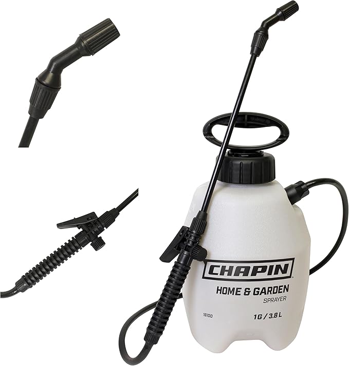 Chapin 16100 Pump Sprayer 1‑Gallon Lawn &amp Garden Translucent Poly Tank Adjustable Cone Nozzle Ergonomic Handle &amp in‑Tank Filter for Herbicides Pesticides Fertilizers &amp Cleaning Task
