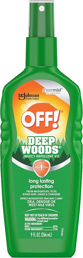 OFF! Deep Woods Insect Repellent VII Long Lasting Protection from Mosquitoes Ticks Biting Flies Gnats &amp Chiggers 9 FL OZ Pump Spray Bottle (Pack of 6)