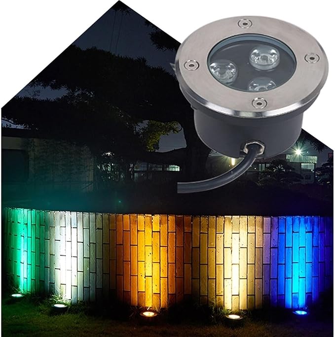 4PCS 3W Outdoor Spotlight - Underground Light LED Ultra-Thin Recessed Patio Floor Light IP67 Waterproof Landscape Lights Built-in Floor Lamp/for Outdoor/Sidewalk/GardeGreen-12V