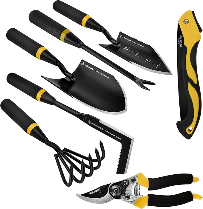 7 - Piece Gardening Tools Set Stainless Steel Gardening Tools Heavy - duty Hand Gardening Tools with a Toolbox Suitable for Gardening Planting and Weeding Gardening Gifts for Women and Men