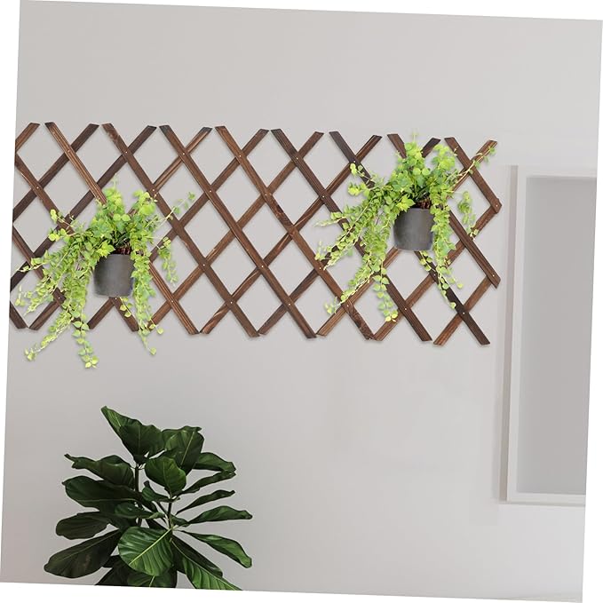 Expandable Wood Lattice Fence Rustic Garden Trellis for Climbing Plants Outdoor Balcony Patio Decor Adaptable Wooden Frame Supporting Vine Growth and Natural Elegance