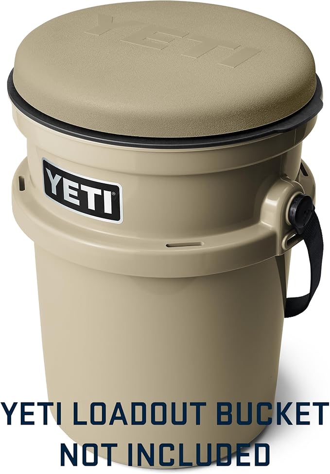 YETI 5 Gallon LoadOut Bucket 360-Degree Swivel Seat Heavy Duty Foam Cushion for Dove/Duck Hunting Fishing Baseball Gardening and Camping Tan