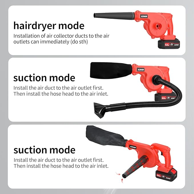 NAWIN Mini Electric Blower KitLeaf Blower with Battery &amp Charger20V Handheld Lightweight Mini Blower for Lawn Compact Electric Leaf BlowerCar Drying Blower Leaf Vacuum Cordless with Bag&ampSn