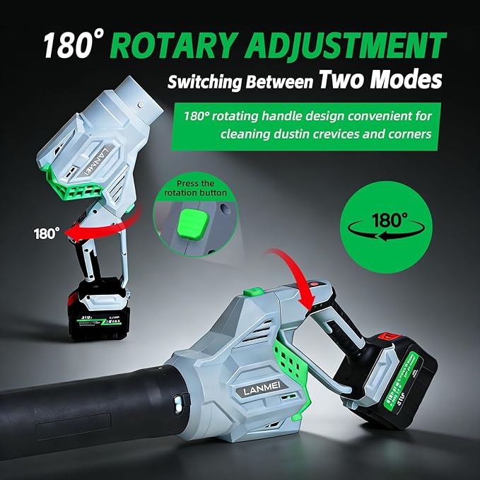 Cordless Leaf Blower 650W High Power Battery with 2x4000mAh Batteries 250MPH Wind Speed Lightweight Handheld Leaf Blower for Yard Maintenance Electric Blower for Leaves Snow and Debris