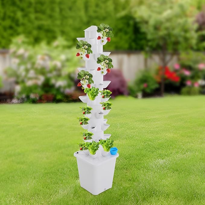 45-Pod Hydroponic Growing Tower 9 Tier Vertical Garden System with Water Pump &amp 5.3Gal Tank Indoor Herb/Vegetable Planter for Home Office