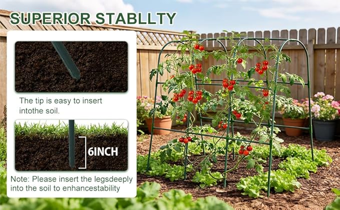 U-Shape Cucumber Trellis for Raised Beds - 47.2”x47.2”x21.6” Green Metal Arch Trellis Rust-Resistant Garden Plant Support for Climbing Vegetables Vines Flowers - Heavy Duty &amp Easy to Assemble