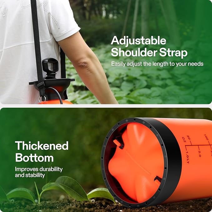 VIVOSUN 1.59-Gallon Pump Pressure Sprayer Pressurized Lawn &amp Garden Water Spray Bottle with Adjustable Shoulder Strap for Plants Spraying Garden Watering and Household Cleaning