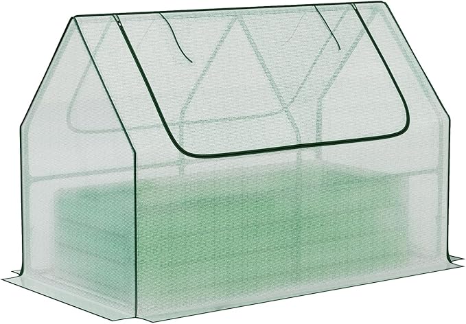 BPS Raised Garden Bed Set 4x2x1 FT Metal Bottomless Flower Bed with PE Cover for Outdoor Planting White
