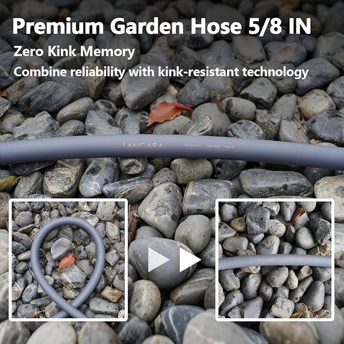 Heavy Duty Premium Garden Hose 125ft x 5/8 300PSI Working 1000PSI Burst Hybrid Rubber Water Hose with Transparent Swivel Handle - Hot/Cold Water - Five Layered Braiding with Brass fittings (Grey)