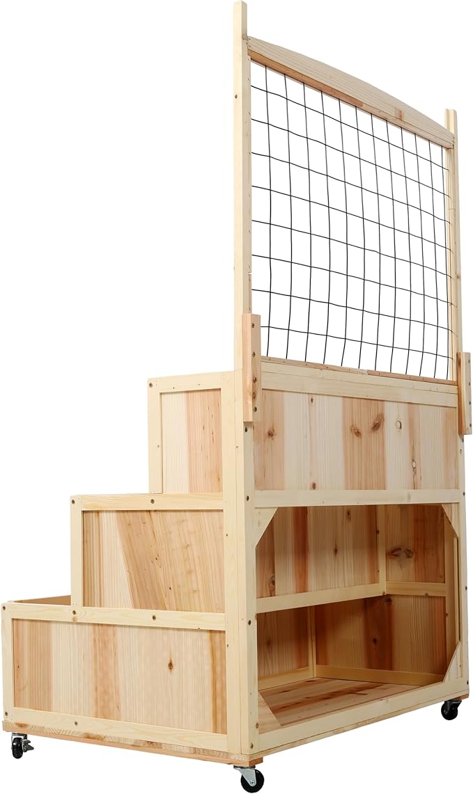 3-Tier Raised Garden Bed with Trellis &amp Wheels – 53 H Vertical Wooden Planter Box for Flowers Vegetables Herbs -Includes Storage Back Panel
