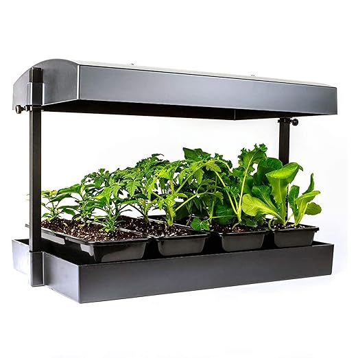 SunBlaster Grow Light Garden with 2 Strip Lights &amp T5 Reflectors + Gaia Green All Purpose Plant Food for Resilient Crop Growth