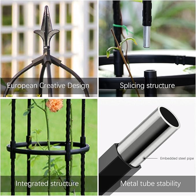 Garden Obelisk Metal Garden Trellises 4.3Ft Tall Obelisks for Climbing Plants Flower Plant Climbing Frame for Flowers Vegetable Fruits Vines Plant Cages Supports