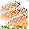 4Pcs 800W LED Full-Spectrum Sunlight Planting Grow Lighting Dimmable Veg/Bloom 2 Modes 100-277V Wide Voltage Sunlike Mimicking Lighting for Hydroponics Greenhouse Tents US Plug Detachable Hooks