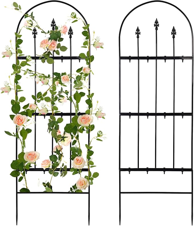 2 Pcs Garden Trellis for Climbing Plants Outdoor - 47'' H x 15.7'' W Rustproof Plant Metal Support Wire Decorative Lattice Panels for Climbing Vine Rose Ivy Cucumbers Flowers