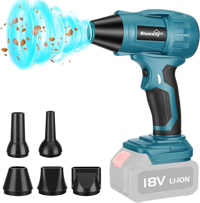 Blumway Cordless Leaf Blower for Makita 96000RPM 18-20V Electric Leaf Blowers with 5 Extended Nozzles Portable Leaf Blower Handheld Leaf Blowers for Lawn Care Yard Dust Leaves (No Battery)