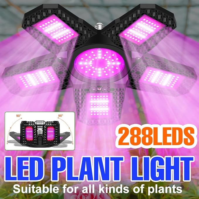 300W LED Full Spectrum Red/blue Plant Growth Light E26/E27 Indoor Low-energy Planting Bulb 100-277V Greenhouse Water Seedling Lighting 110V Adjustable Foldable Panel Seed Culture Lamps UV/IR Vegetable