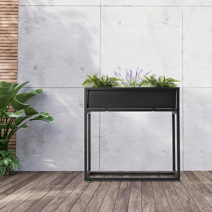 Elevated Planter Box Raised Garden Bed for Herbs and Flowers 28in Tall Rectangular Planter for Backyard Gardening Freestanding Plant Stand Raised Garden Planter for Indoor Outdoor Using
