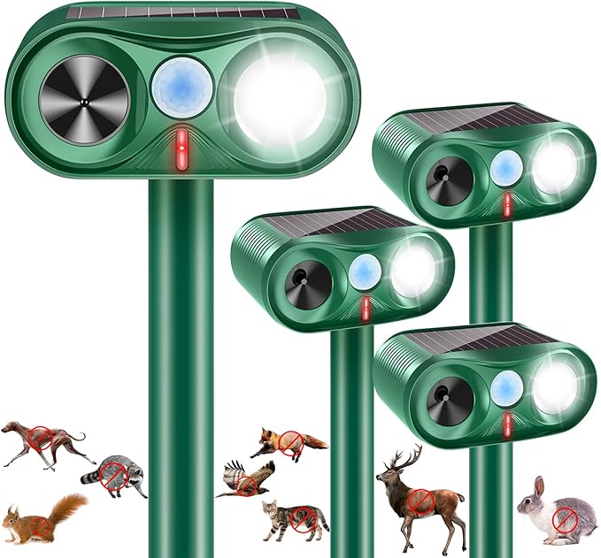 2026 Solar Animal Repellent Ultrasonic Outdoor Cat Repellent Solar Animal Repeller with Motion Sensor&ampLED Flashlight Deer Repellent Devices Repels All Animal Repellent OutdoorProtect Plants