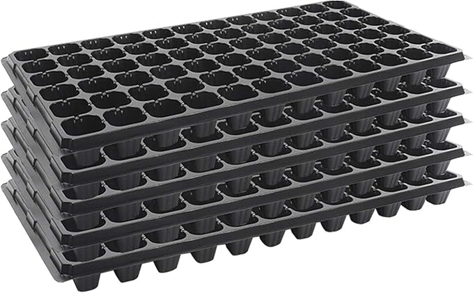 72 Cells Seedling Trays 5 Pack Gardening Germination Plastic Tray with Drain Holes Plant Grow Plug Trays for Plant Seedlings Propagation(5pcs)