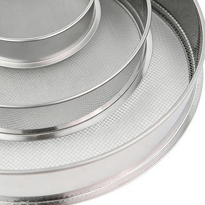 Garden Sieve Mesh Heavy Duty Screens Fine Multipurpose Sifter Compost Soil Strainer Outdoor Gardening Tool Durable Screening Equipment Three Piece Set for Dirt Rocks Gravel Home