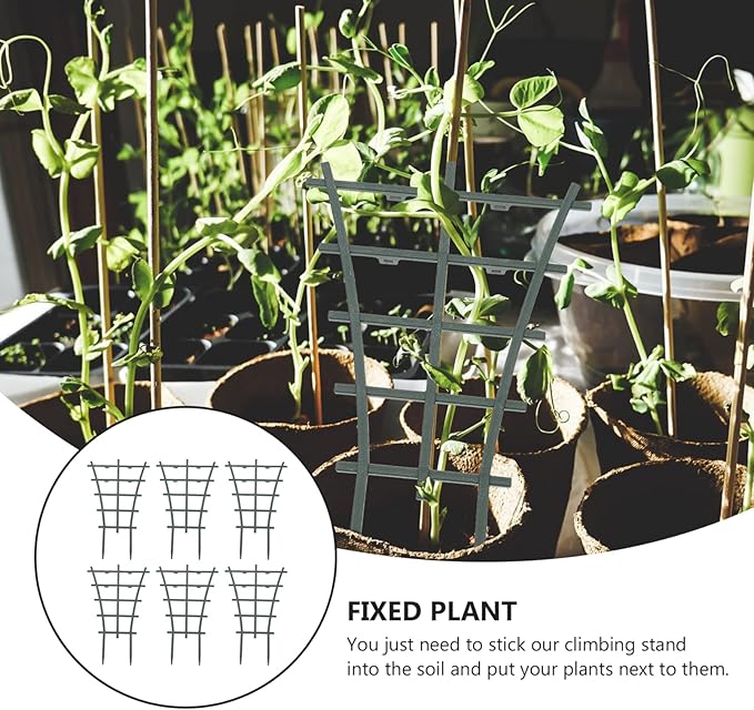 DOITOOL 12PCS Small Plant Trellis Stackable Garden Trellis for Climbing Plants Plastic Superimposed Potted Plant Support Flower Supports (5.9 x 9.8 inch)