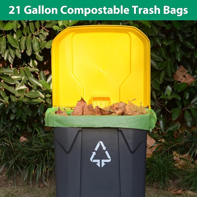 GreFusion Compostable Trash Bags 21 gallon20 CountExtra Thick 1.28 MillsFits13-25 gallon trash can Extra Strong and thickCompostable Lawn &amp Leaf Yard Waste bagsASTM D6400Bpi Certified