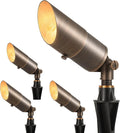 LUTEC Solid Brass Low Voltage Landscape Lighting 12V Heavy Duty Waterproof Landscape Spotlights Adjustable Bronze Uplights Outdoor Fixtures for Garden Yard Pathway Tree Without Bulb 4 Pack
