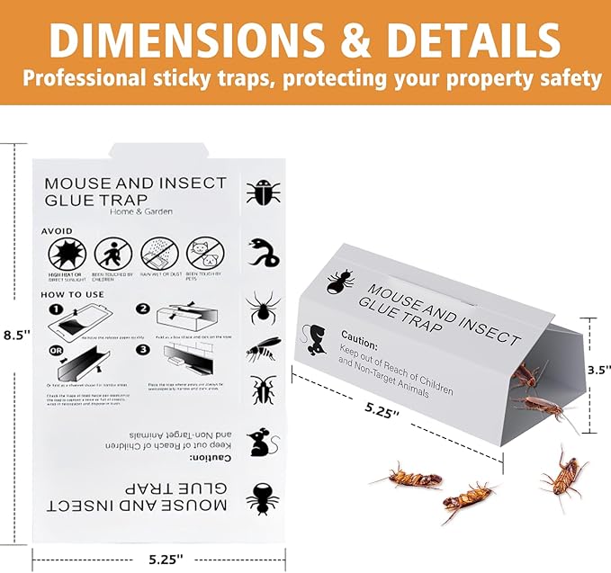Mouse &amp Insect Glue Boards 38PKSticky Rat Mouse Traps Indoor for HomeAdhesive Tray Cockroach Pest Control for Scorpion SpiderCricket MiceBulk Glue TrapsPet Family Safe