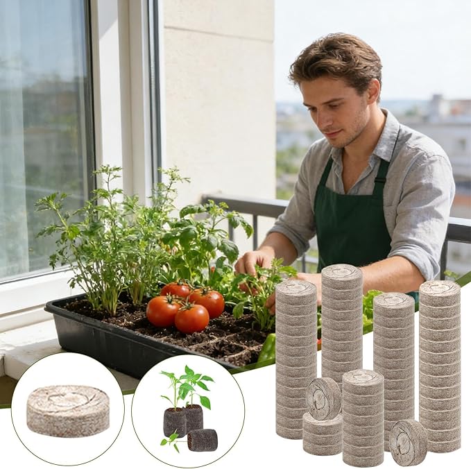 Potting Soil - Organic Peat Rooting Pellets Compressed Plant Fertilizer Discs with Nutrient Rich Formula Fast Expansion Function Ideal for Vegetable Flower Tree Cactus Orchid Bonsai Citrus