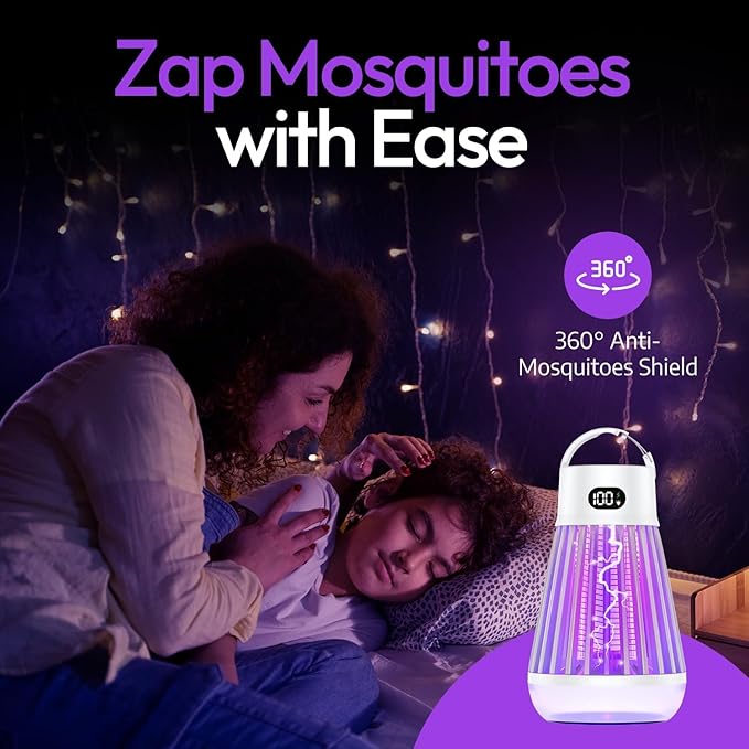 Zappify Zapper Pro 3 Pack Portable Bug Zapper Indoor &amp Outdoor Cordless Rechargeable Mosquito Zapper Hanging Hook 1500V High Voltage Trap for Fly Insect Mosquito &amp Bugs