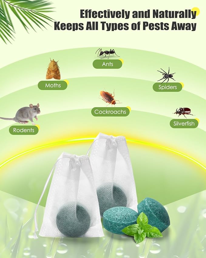 Rodent Repellent Outdoor24 Pack Peppermint Oil Spray for Rodents Moth Balls for Outdoor Use - Safe for Humans &amp Pets - Spider Repellent Outdoor/Inside Moth Defense - House &amp Car Engine Prot