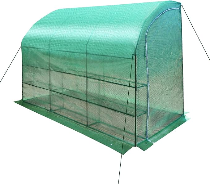 BenefitUSA ZH0124 New Large Walk-in Gardening Sunshade Greenhouse Outdoor Green 10 x 5 x 7'