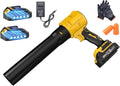 160MPH 580CFM Cordless Leaf Blower 4.0Ah Battery 6-Speed Lightweight for Yard Leaves Lawn Driveway Snow Clearing (Yellow Large Wind Power + Battery * 2)