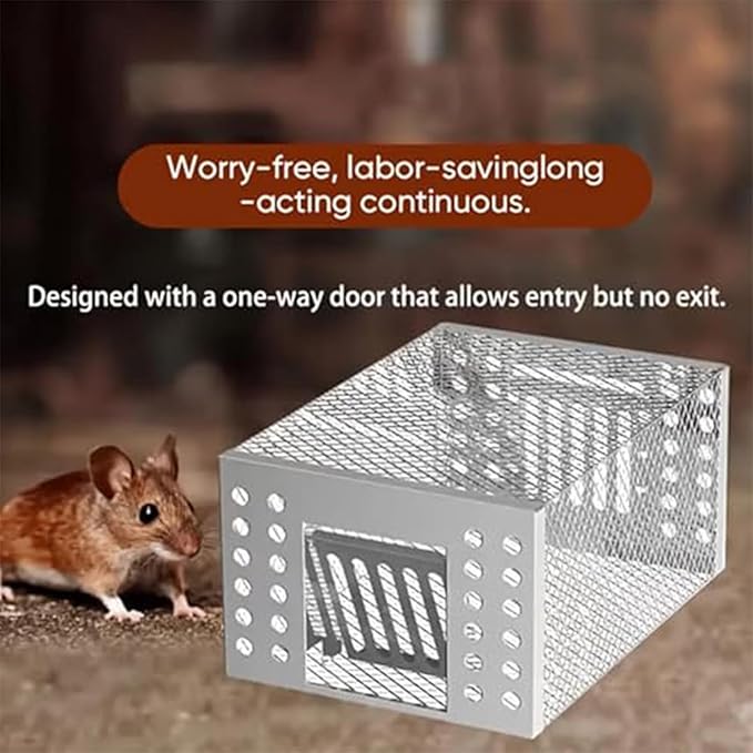 Eaglever Mouse TrapEaglever Stainless Steel Mouse Trap Stainless Steel Continuous Mouse Cage Trap Easy to Set Mice Catcher for Indoor and Outdoor (2)