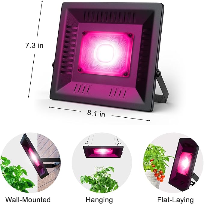 Waterproof Plant Light 150W Outdoor Grow Lights Full Spectrum LED Grow Light Height Adjustable Silent Heat Dissipation for Indoor Outdoor Plant Seedling Growing Blooming Fruiting