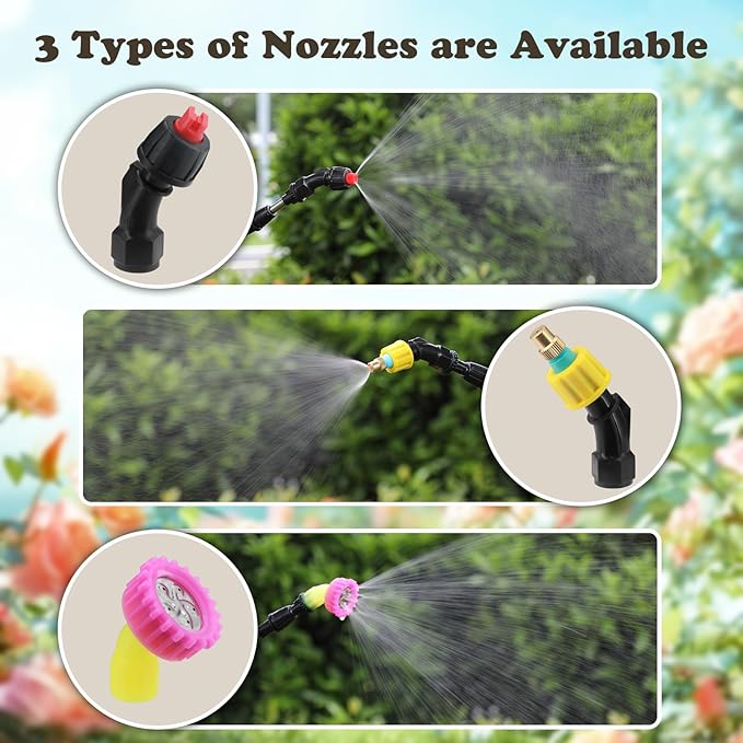 Battery Powered Sprayer 2 Gallon Powerful Electric Garden Sprayer with 3 Mist Nozzles USB Rechargeable Handle Retractable Wand and Adjustable Shoulder Strap for Irrigation Weeding (White)