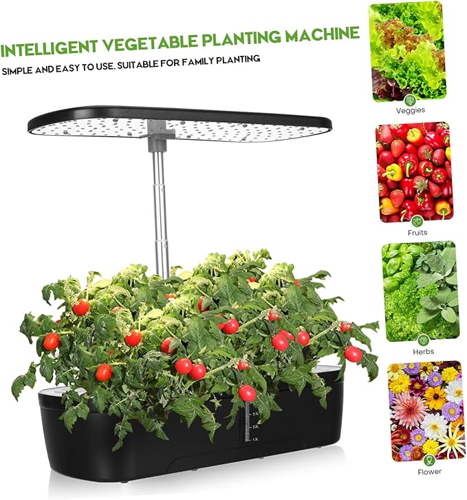 Kisangel 1 Set Indoor Hydroponic Gardening Kit Smart Plant with Automatic Watering Fertilization and Temperature Control for Easy Indoor Vegetable Cultivation