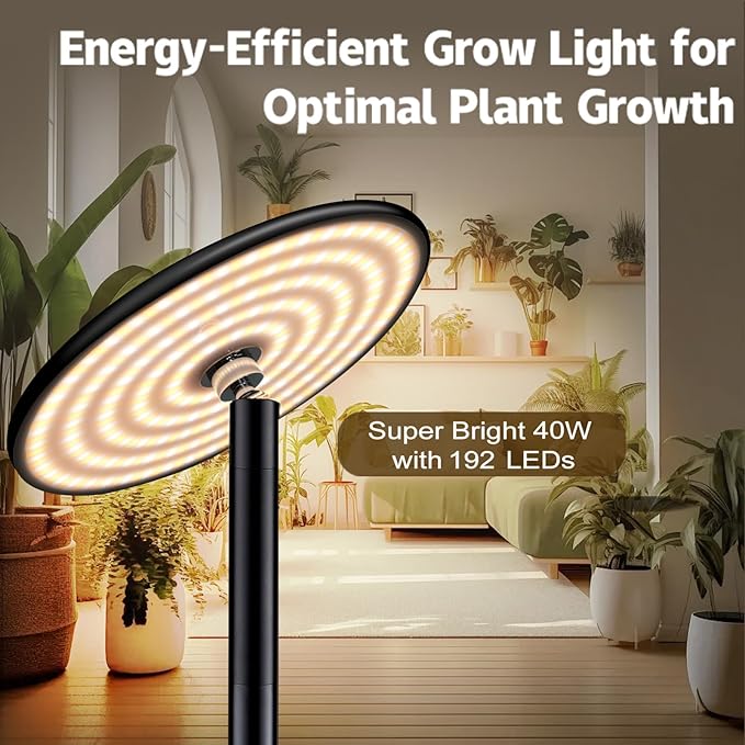 40W Full Spectrum Tall Grow Light 85'' Adjustable Standing Plant Light for Indoor Plants 10-Level Dimmable with 4/8/12H Timer Sunlike for Large Plants &amp Indoor Trees