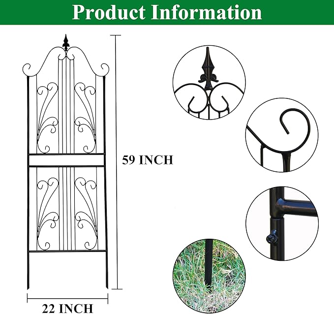 1 Pack Trellis for Climbing Plants Outdoor 59 H x 22 W Rustproof Sturdy Garden Trellis Climbing Plant Support Structure for Climbing Cucumber Tomato Rose Vegetable Flower Plant Trellises