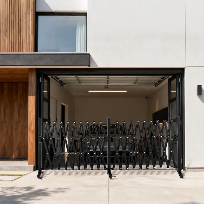 TECSPACE Aluminum Expandable Garden Fence Portable Barricade Gate with Casters Expansion Size 201×15.2×40.6 inches Adjustable Flexible Fence Mobile Barricade Safety Barrier