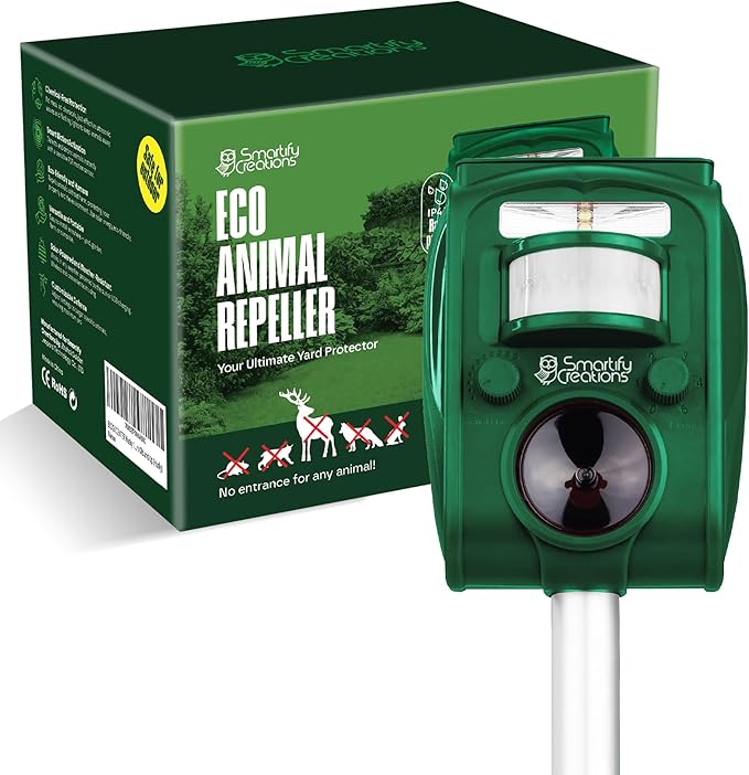 New 2025 Solar Deer Repellent Device Outdoor – Solar Animal Repeller for Outside – Rainproof Solar Rodent Repellent – Outdoor Animal Deterrent for Deers Cats Dogs Mice Birds