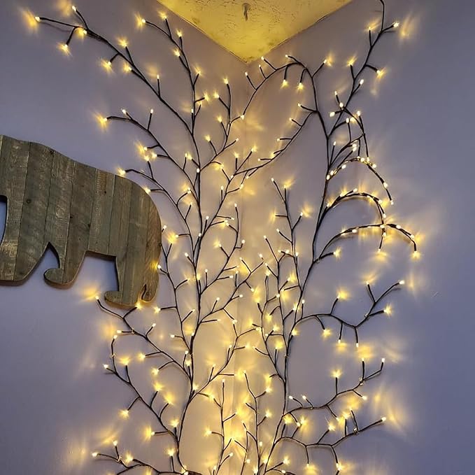 Enchanted Willow Vine Lights with Remote Christmas Swags Decorations Indoor Room Decor 18 Branches 144 LEDs Lighted Willow Vine Lights for Walls Bedroom Home Decor