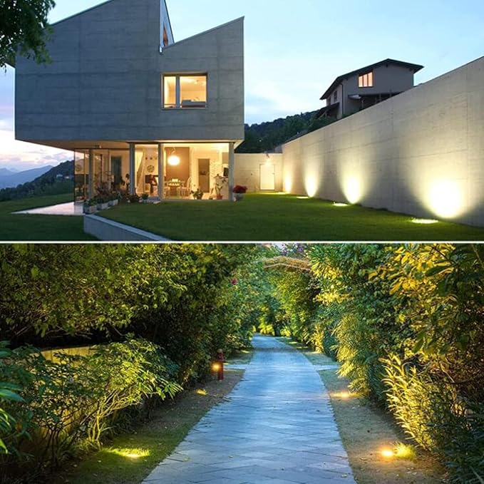 3Pcs Ground Led Landscape Lights - 6W Outdoor Buried Lights Ip66 Waterproof Round Recessed Floor Spotlight Outdoor Landscape Lights Led Underground Light for Driveway-Blue-6WAC12V