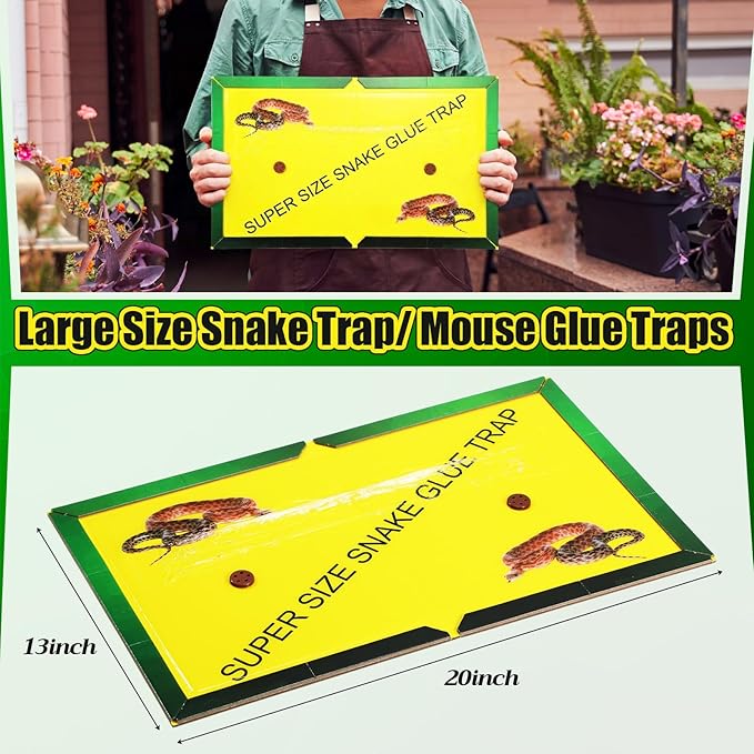 4 Pack Large Snake Glue Traps 13 x 20 Snake Rat Sticky Pad with Enhanced Stickiness Sticky Glue Trap for Snakes Mice House Indoor Outdoor