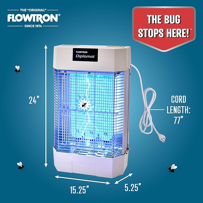 Flowtron Indoor Bug Zapper | Electric Fly &amp Insect Killer with 120W UV Light Pheromone Lure Attractant Shock Kill Grid &amp Reflector Panels | 2000 Sq Ft for Kitchen Restaurant &amp Barn UL