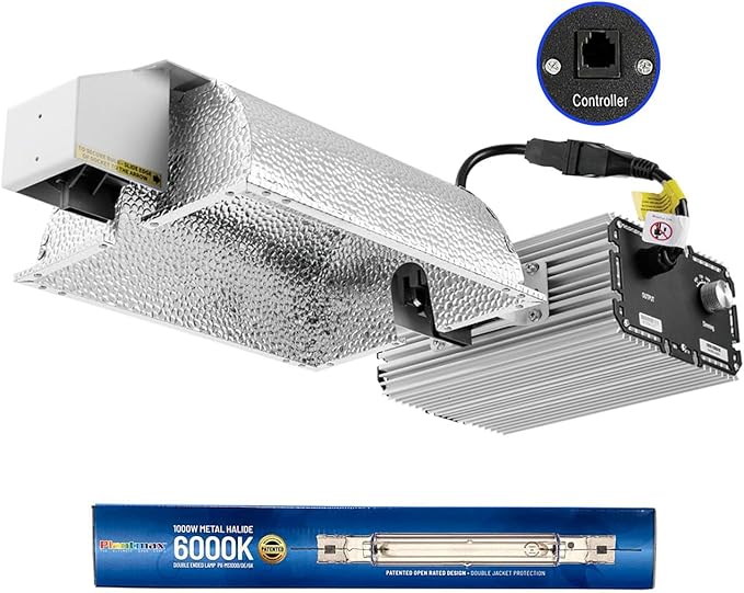 UltraGrow – Classic 1000W DE Double Ended HID Grow Light System with HID Bulb Dimmable Ballast for Indoor Growing (Classic Controller &amp MH)