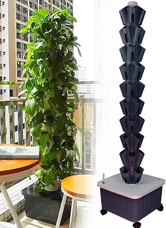 Plant Hydroponic GrowingIndoor Smart Garden KitHydroponics Growing Indoor Garden Vertical Garden Planter for Gardening LoverGrey-8floors