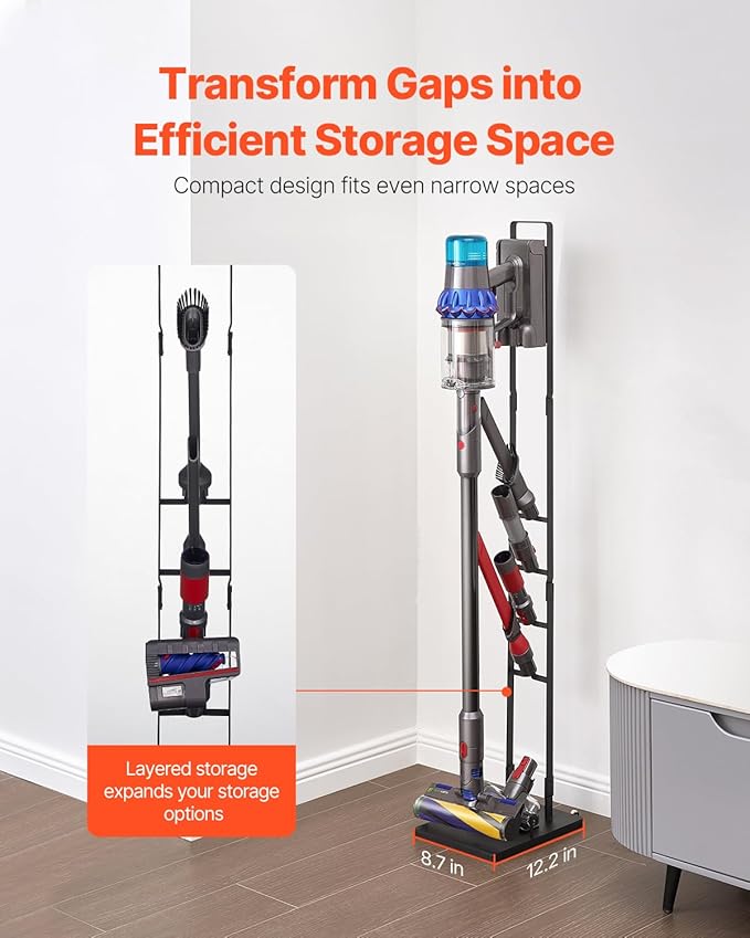 VEVOR Vacuum Stand Compatible with V6 V7 V8 V10 V11 V15 Stable Vacuum Stand Holder with Wheels for DC30 DC31 DC34 DC35 DC58 DC59 DC62 D74 Cordless Upright Vacuum Cleaners &amp Accessories